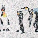 Penguin Snowstorm close-up Quilt by Judy Lyon