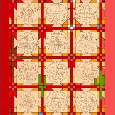 Redd Wagons West Set #44 10.5" Block Pattern
