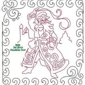 Santa Russia Redwork: Digital Embroidery files or PDF Printable Paper file