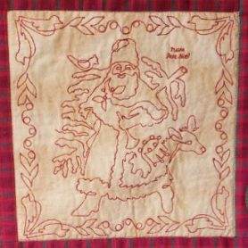 Santa France Redwork: Digital Embroidery Files or PDF Printable Paper Files