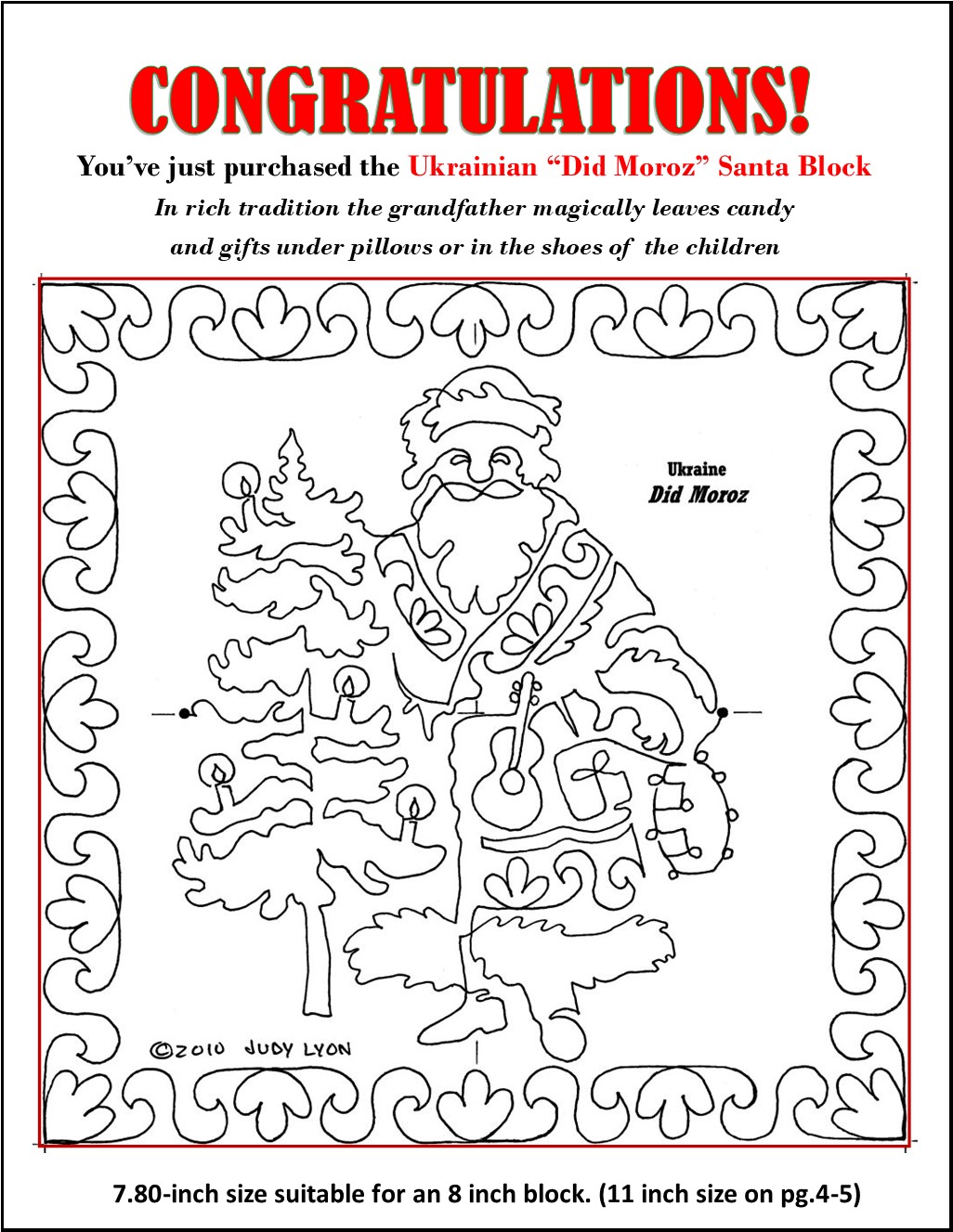 Santa Ukraine Redwork: Digital Embroidery Files or PDF Printable Paper - Image 4
